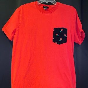 Forever 21 men’s large red t-shirt with floral pocket